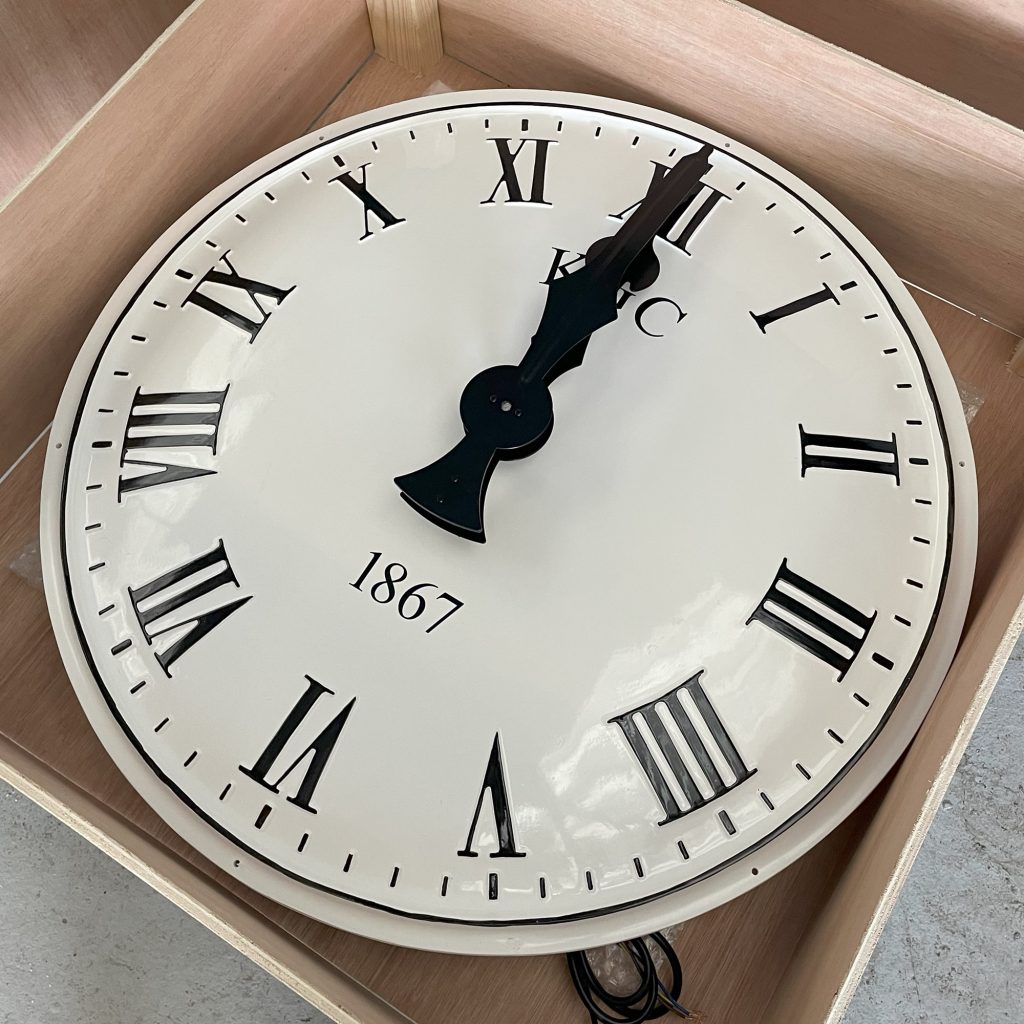 Mains powered Roman clock in black and white