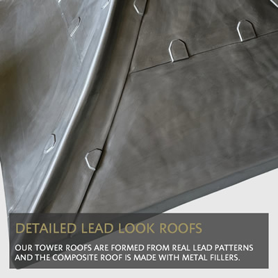 Clock tower roof with detailed lead look finish
