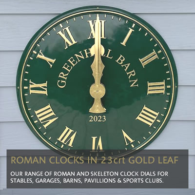outdoor roman clock finished in 23 carat gold leaf
